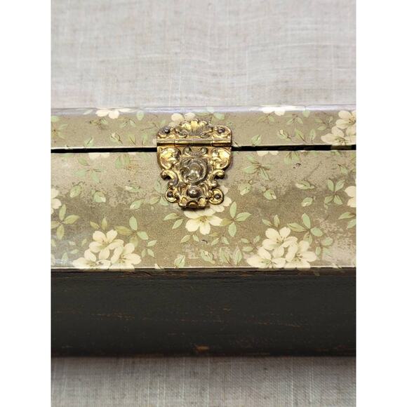 Antique Necktie Box, Victorian Floral, Lined Hinged, Vintage Dresser Catchall - Picture 7 of 10